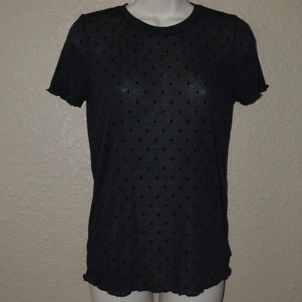 NWT $150 Sz S Rag & Bone Black Swiss Dot Short Sleeve T-Shirt